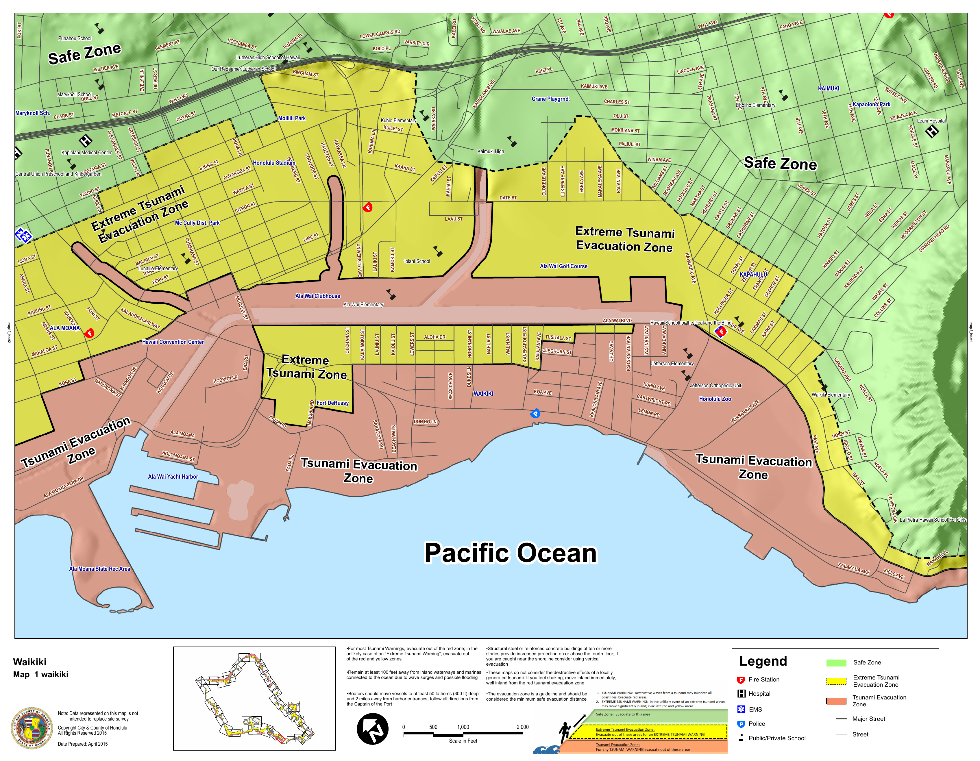 Oahu Hawaii Flood Zone Map Hawaii State Tsunami Evacuation Maps